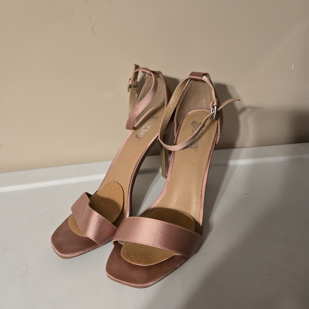 Brash Rose Pink Satin Heels